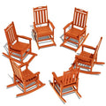 LOUNZY Outdoor Rocking Chair Set of 6 HDPE Patio Porch Rockers 380lbs Support Orange