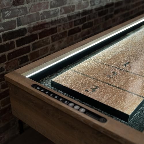 American Legend LED Shuffleboard with Buffet Top - Modern Style - Light Up LED Rails