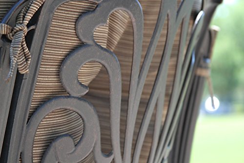 Patio Land Elizabeth Outdoor Patio 3pc Chaise Lounges Set Dark Bronze Cast Aluminum Walnut