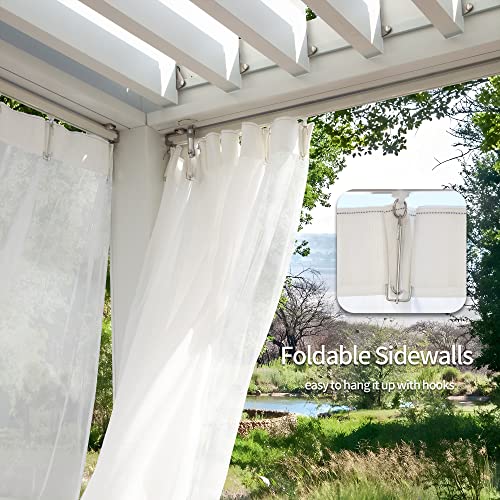 MeetLeisure 10’ x 20’ Outdoor Louvered Pergola with Adjustable Roof White Frame