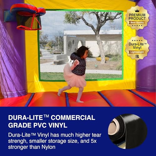 HERO KIDDO Jelly Bean Castle Bounce House Water Slide Combo with Blower - Multicolor