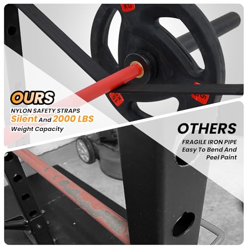Flarhetoric Power Cage 2000 Lbs Squat Rack with Cable System & LAT Pull Down, Black