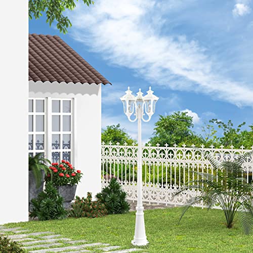 Livex Traditional Three Light Outdoor Post Mount Oxford Collection White