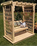 Backyard Crafts Amish-Made Lexington Style Cedar Arbor with Deck & Swing 6' Wide Natural Stain