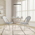 EMMA + OLIVER Massalia Indoor/Outdoor Bistro Set - Black & White Textilene - Light Natural Bamboo Frame