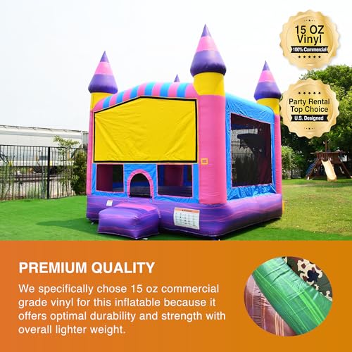 JumpOrange Commercial Inflatable Cotton Candy Bounce House 13'x13' Pink