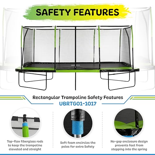 Upper Bounce Rectangle Trampoline Set with Premium Enclosure System Green/Black