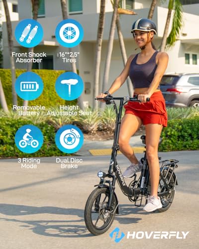 HOVERFLY H3 16" Folding Electric Bike 500W Black
