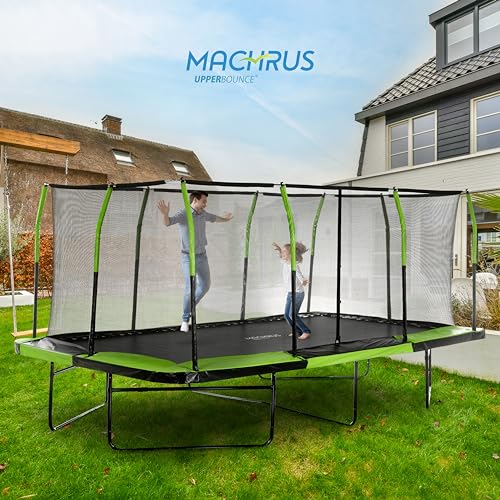 Upper Bounce Rectangle Trampoline Set with Premium Enclosure System Green/Black