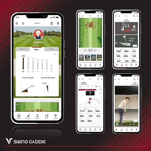 VC VOICE CADDIE Swing Caddie SC4 Portable Golf Simulator Black
