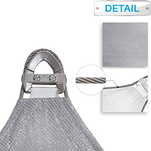 Patio Shade Sail Rectangle Sun Canopy 25' x 40' Light Gray