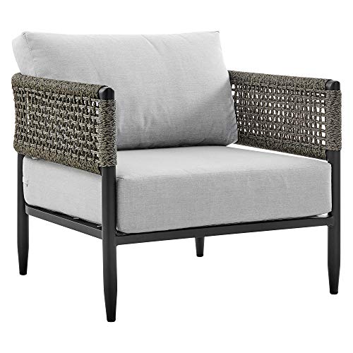 Armen Living Felicia Modern Outdoor Patio Conversation Set 4 Piece Black