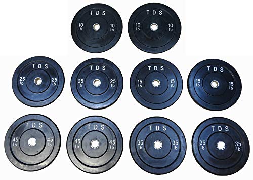 TDS Premium Quality Virgin Rubber Bumper Plate Set for CrossFit Training