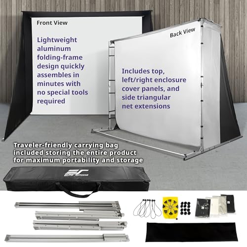 Elite Screens Golf Simulator Impact Screen 8x10 ft GolfSim Portable ImpactWhite 350