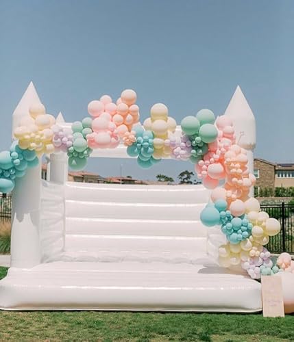 Blatesic Inflatable White Bounce House with Blower 10ft PVC Bouncy Castle
