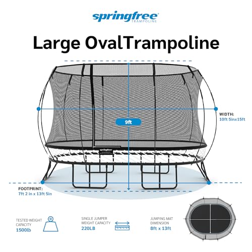 Springfree Large Oval Trampoline 8x13 ft Black