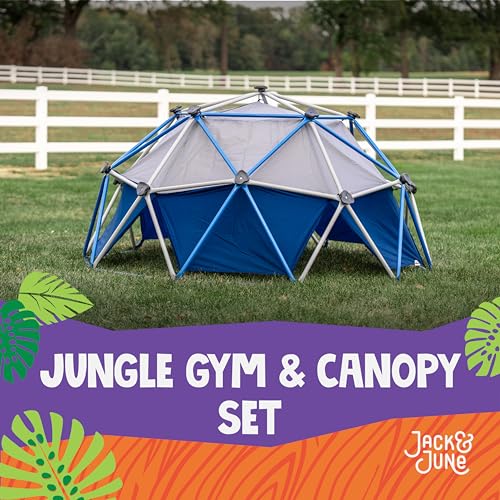 Jack and June Jungle Gym Canopy Set Outdoor Play UV-Resistant Blue/Grey