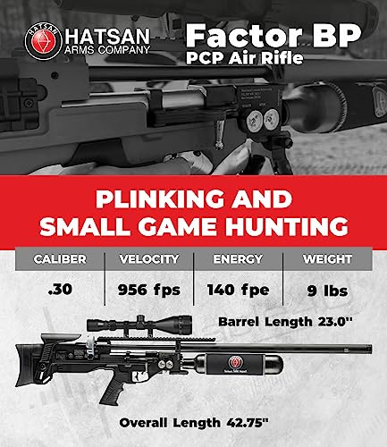 Wearable4U Hatsan Factor BP Bullpup .30 Cal PCP Air Rifle Bundle with Hard Case, Scope, Targets, and Pellets