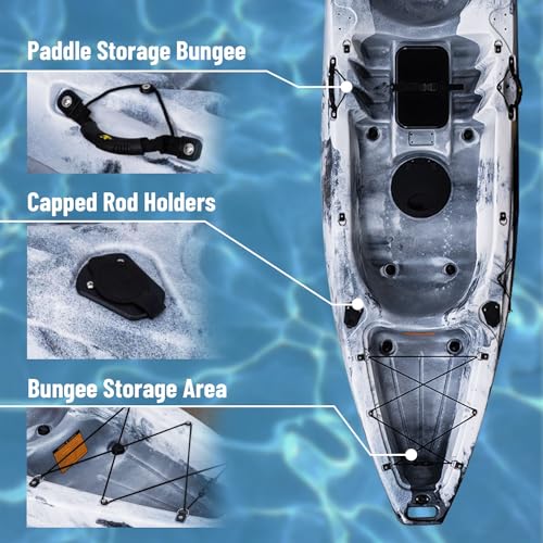 Garvee 12.4FT 2-Person Fishing Kayak with Paddle Black White