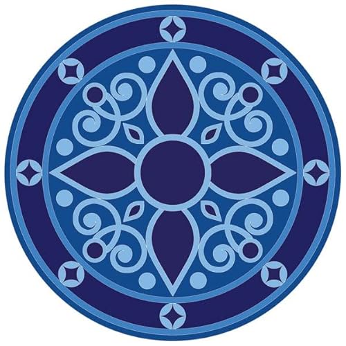 Custom Mosaics, Inc. Blue Medallion Porcelain Swimming Pool Mosaic 36"x36
