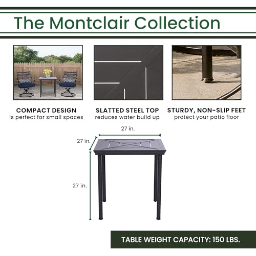 Hanover Montclair 3-Piece Patio Conversation Set with 2 Swivel Rocker Chairs and Table Navy