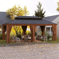 oneinmil 12' x 20' Hardtop Gazebo with Aluminum Frame and Double Roof Black17