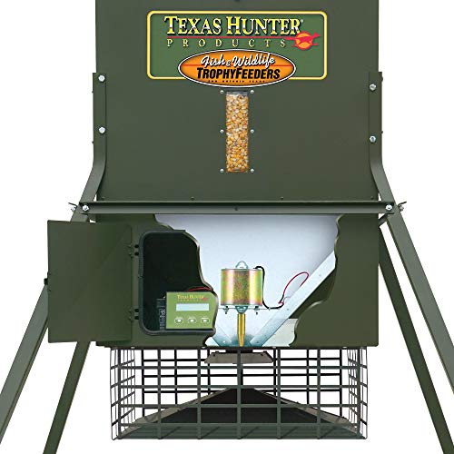 Texas Hunter Products EZ Lift Tripod Wildlife and Deer Feeder 300lb Capacity Hunter Green