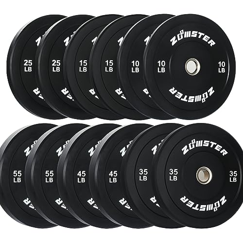 Zoomster Bumper Plate Olympic Weight Plate with Steel Insert Strength Training Weight Lifting Plate 370LB Black