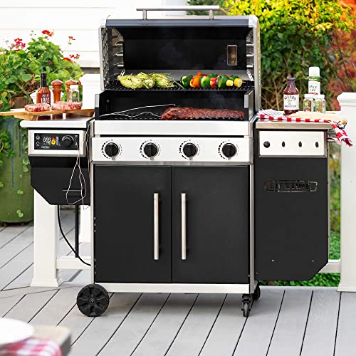 Lifetime Gas Grill and Wood Pellet Smoker Combo with WiFi and Bluetooth Control Black & Silver