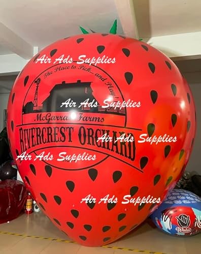 Air-Ads Supplies 16ft Giant Inflatable Flying Strawberry Helium Balloon Red