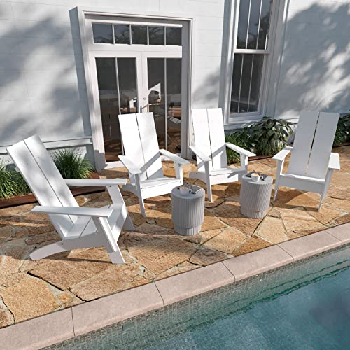 Taylor & Logan Brady Dual Slat Poly Resin Adirondack Chair Set of 4 White