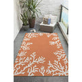Liora Manne CAPRI Indoor/Outdoor Handmade Area Rug - Coastal Beach Accent Coral Border Orange 8'3" x 11'6