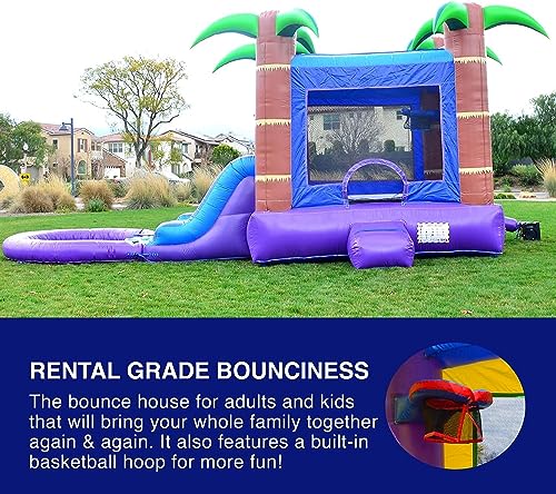 HERO KIDDO Enchanted Forest Bounce House Water Slide with Pool