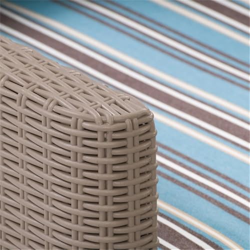 CorLiving Lake Front 5pc Light Brown Rattan Patio Recliner Set