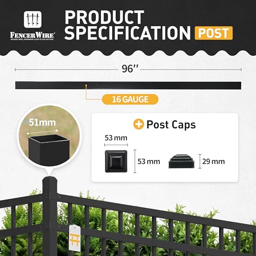 Fencer Wire Heavy Duty 8FT Steel Fencing Border Post Pack of 5 Black