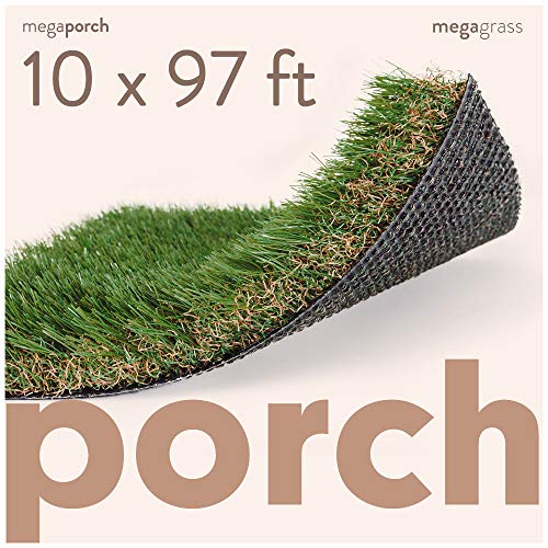 MEGAGRASS 15 x 57 Feet Premium Deluxe Realistic Synthetic Porch Turf Rug Green