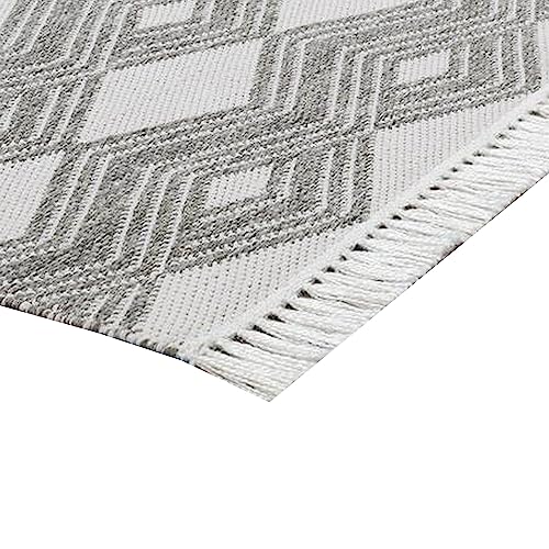 Benzara Handwoven Diamond Indoor Outdoor Area Rug 8x10 Pebble Gray