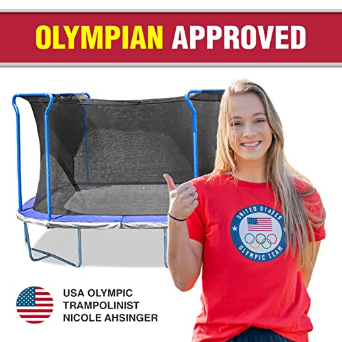 TruJump Kids Trampoline 12FT Square with Safety Enclosure Blue