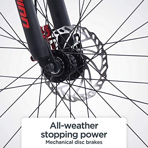 Schwinn Bonafide Mountain Bike Front Suspension 24-Speed 29-Inch Wheels 17-Inch Aluminum Frame Matte Black/Red