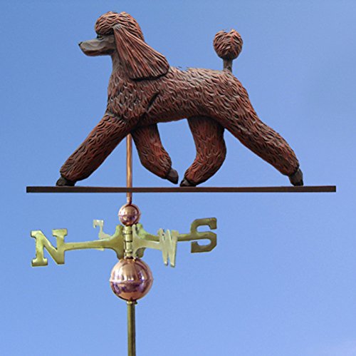 Poodle Hand Carved & Painted Weathervane 32 Inch Brown