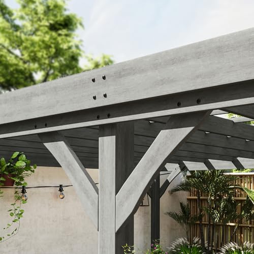 Outsunny 12' x 20' Outdoor Pergola Wood Gazebo with Concrete Anchors Gray