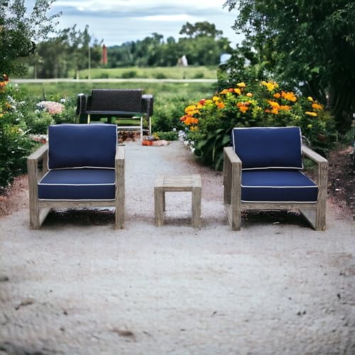 Courtyard Casual North Shore 3 Piece Bistro Set - 1 Side Table & 2 Club Chairs, Driftwood Gray