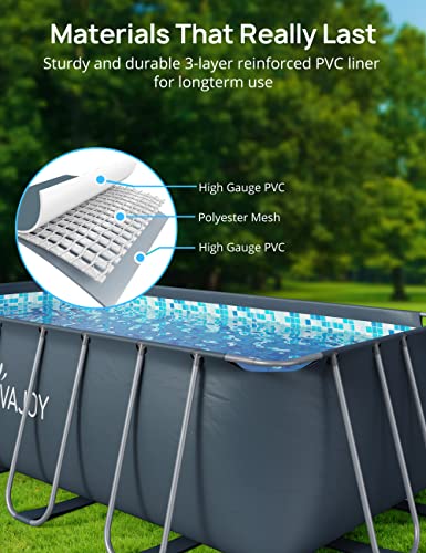 Evajoy Metal Frame Swimming Pool Set Blue