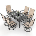 Pamapic 7-Piece Patio Dining Set with 6 Swivel Chairs Beige