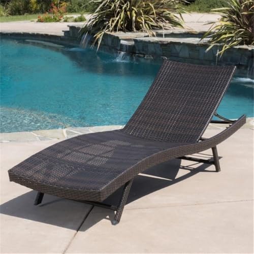 Noble House Kauai 6 Piece Outdoor Wicker Chaise Lounge Set Brown