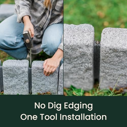 Beuta Sandstone BlockXL Garden Edging - 9.5 Inches Tall, Easy Install 40pk, Sandstone