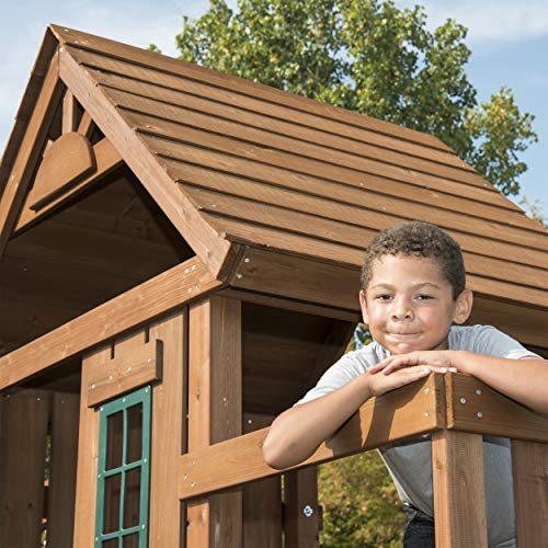 Swing-N-Slide Knightsbridge Wooden Swing Set with Slide & Monkey Bars, Green