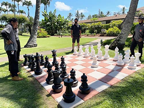 Chess House Giant Chess Set 25" King Black & White - 32 All-Weather Weightable Pieces