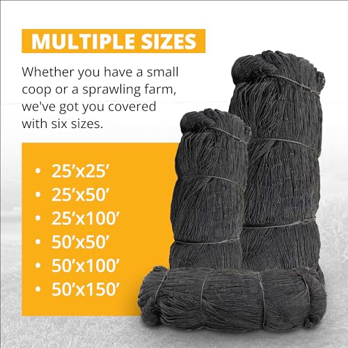 Stromberg's 1" Knotted Game Bird Netting Black - Heavy Duty, UV-Resistant, 85 lb Break Strength, 50' x 100'