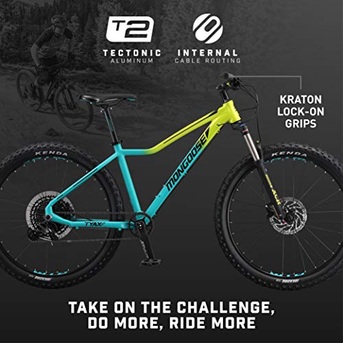 Mongoose Tyax Expert Adult Mountain Bike 27.5-Inch Yellow/Teal